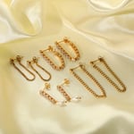 Goldfarbe / 1 Paar einfache Creolen für Damen im Casual-Stil, Edelstahl, 18 Karat vergoldet, mit Strasssteinen besetzt 